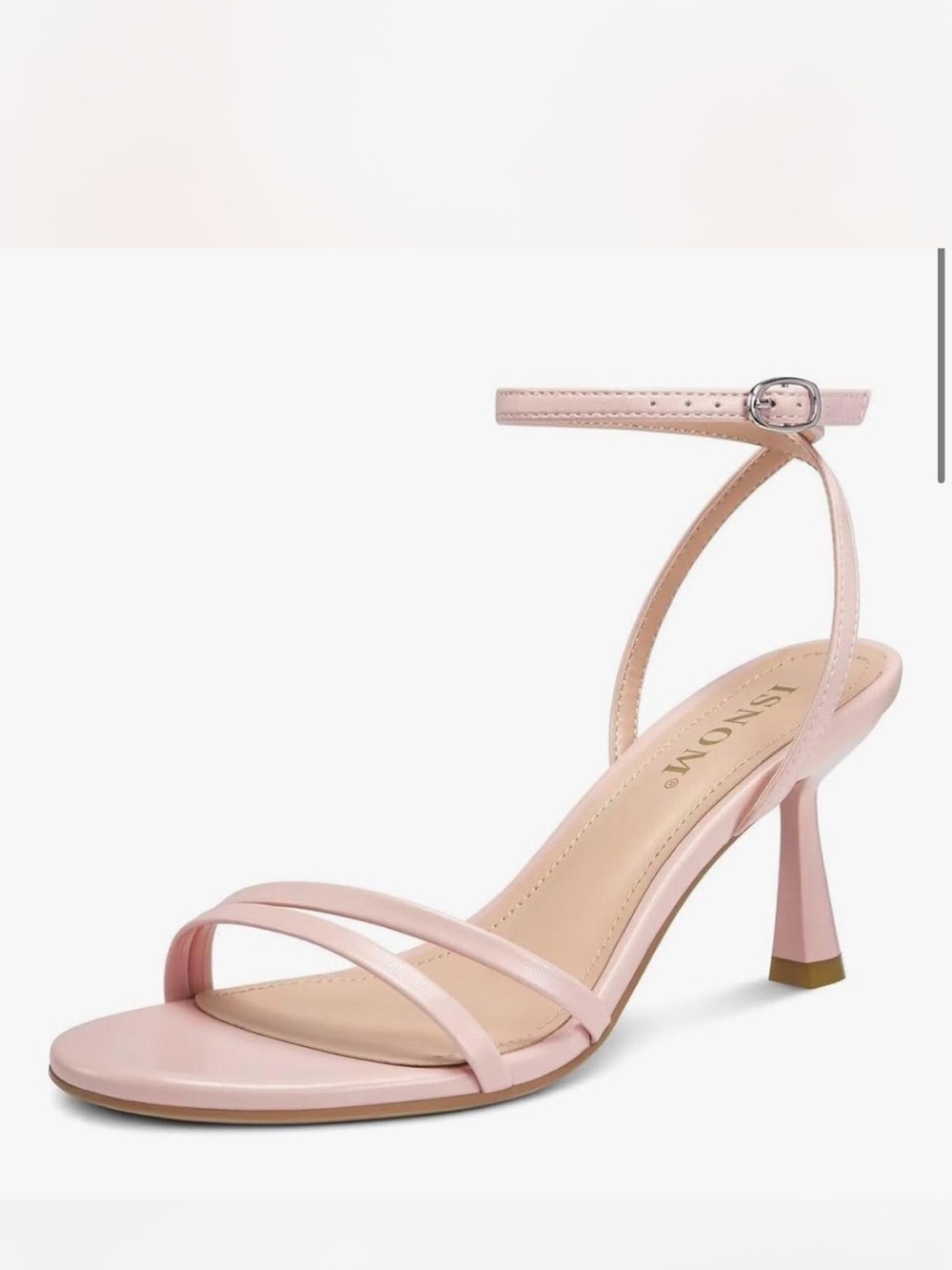 Minimalist Blush Pink Ankle-Strap Heeled Sandal